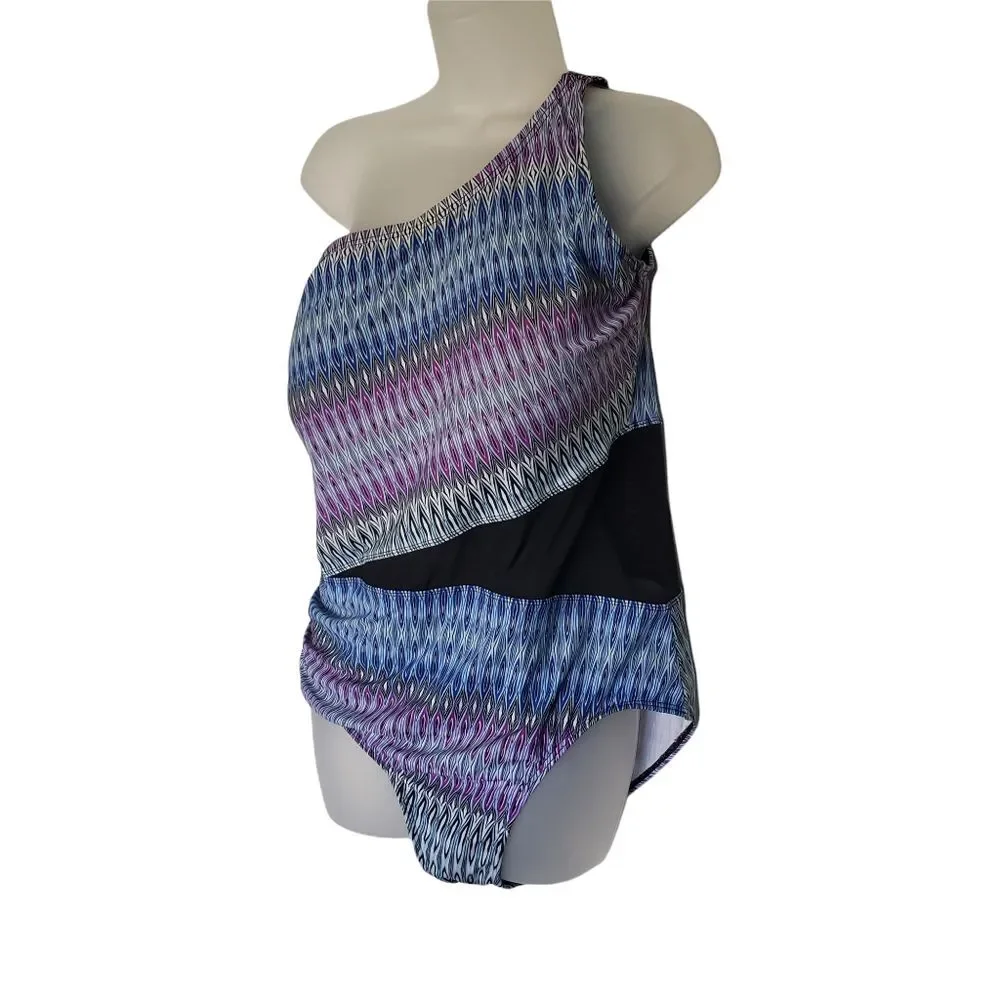 Swimsuits For All TropiCulture One Piece Swim Suit‎ Plus Size 18 One Shoulder - Picture 2 of 8